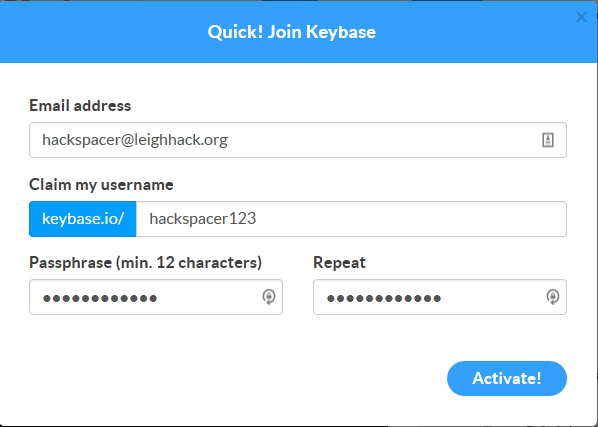 creating new keybase user