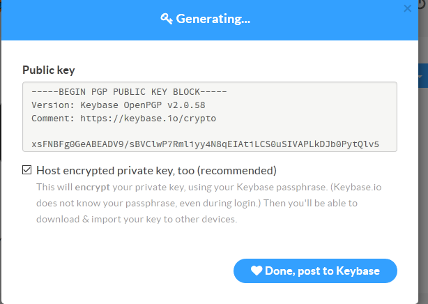 finished generating pgp key